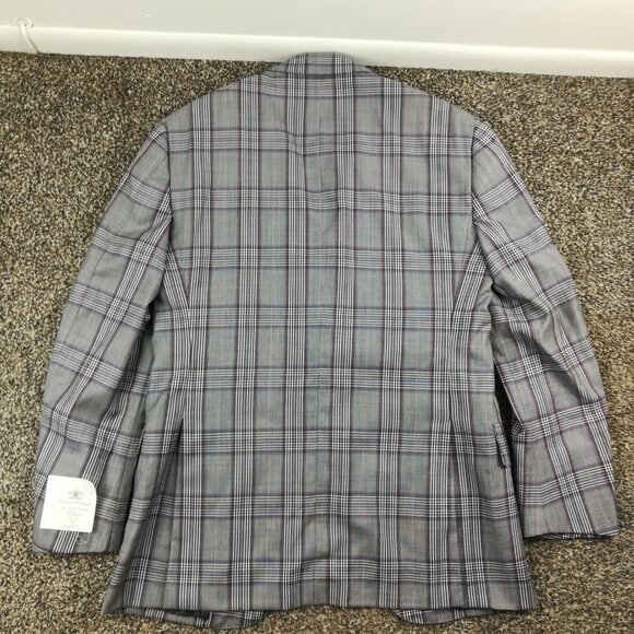NWT Oxxford Clothes Sport Coat Super 110s Wool Glen Plaid Blue Pink 40R - Picture 9 of 15